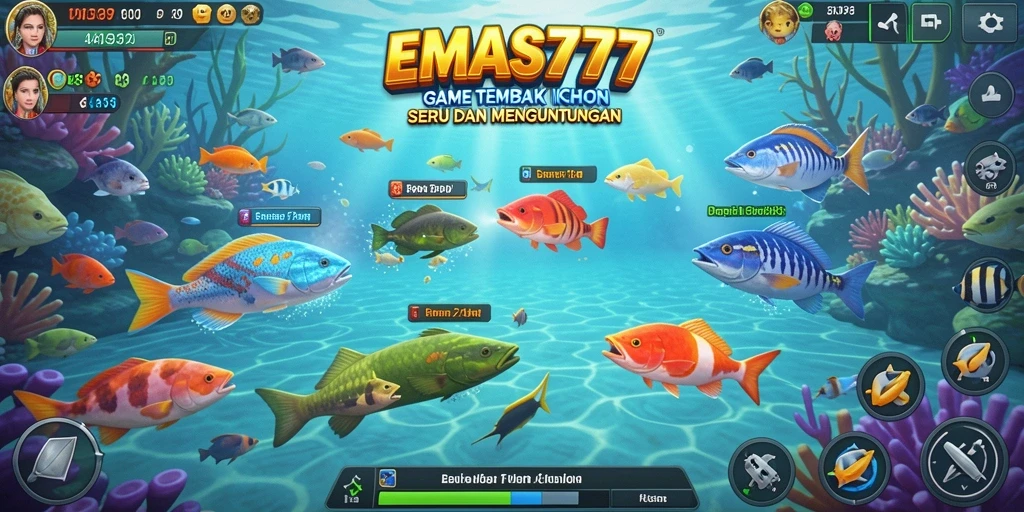 Tampilan gameplay seru Tembak Ikan di EMAS777.