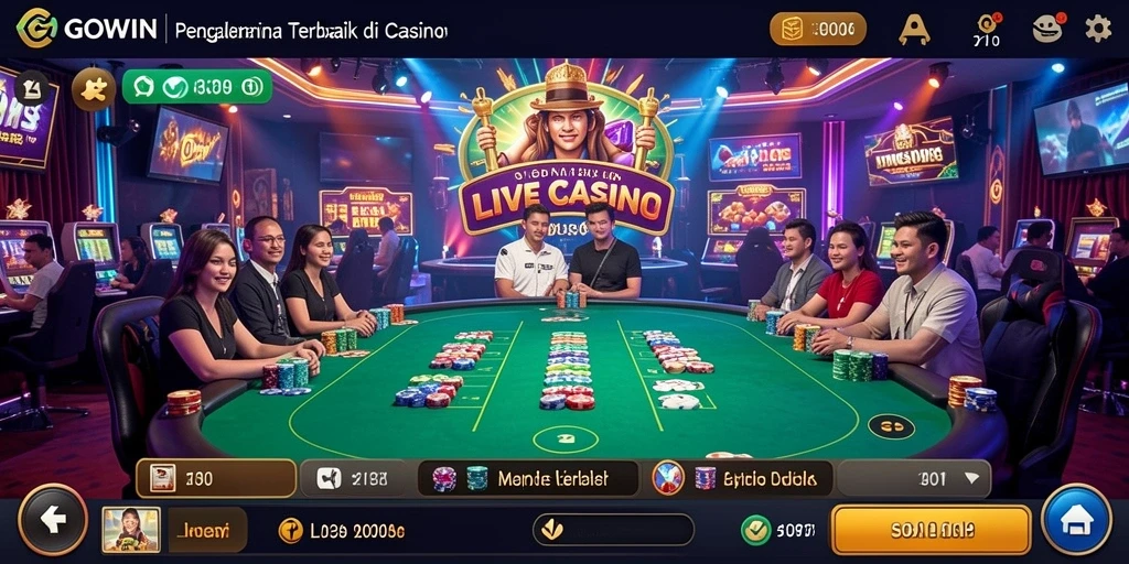 Screenshot GOWIN menampilkan momen seru dari permainan Live Casino.