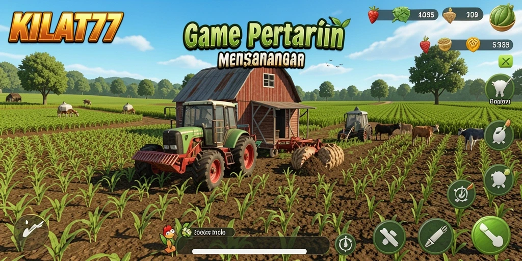 Screenshot gameplay KILAT77 menampilkan aktivitas bertani yang menyenangkan.