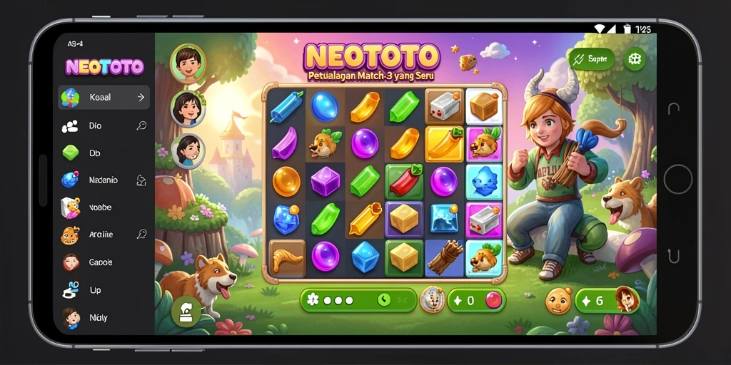 Tampilan gameplay seru dalam NEOTOTO dengan efek visual yang menarik.