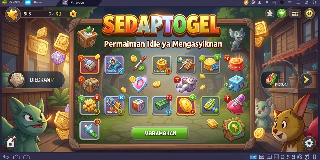 Screenshot gameplay SEDAPTOGEL yang menunjukkan karakter dalam mode idle.